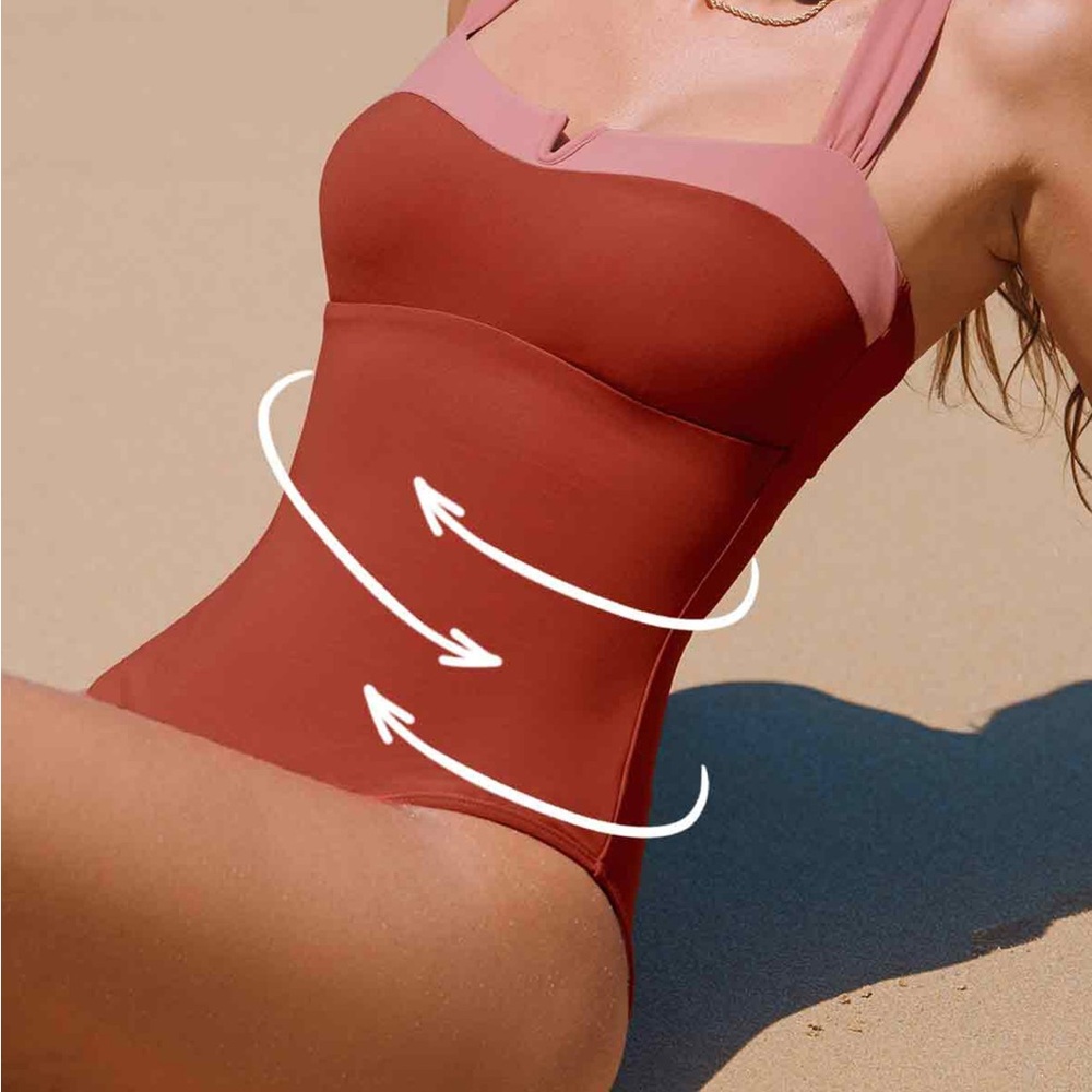 Cupshe Rust Red and Dusty Pink One-Piece Swimsuit
